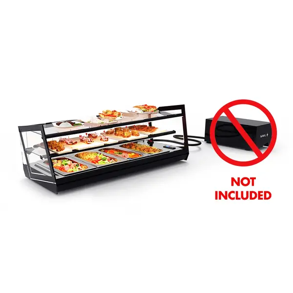 Tapasvitrine | KUBE | Zwart | 4x 1/3 GN | +2°C/+6°C | Statisch | 2 Niveaus | Externe Koeling (Excl.) | 850x385x360(h)mm