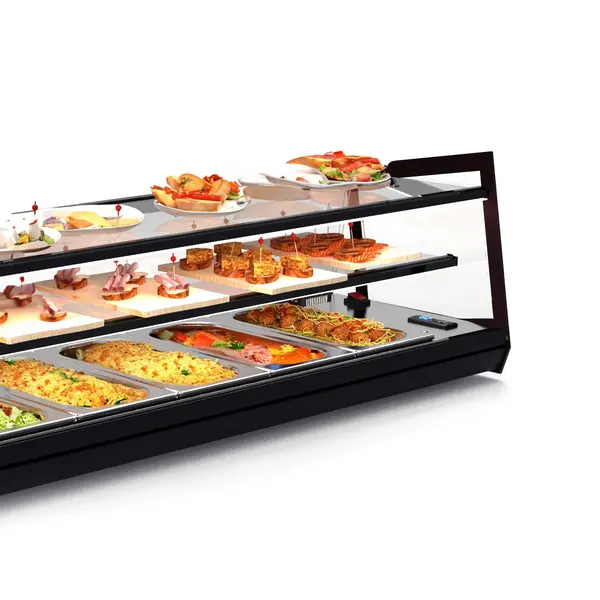 Tapasvitrine | KUBE | Zwart | 4x 1/3 GN | +2°C/+6°C | Statisch | 2 Niveaus | Externe Koeling (Excl.) | 850x385x360(h)mm