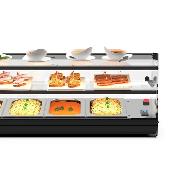 Tapasvitrine | KUBE | Zwart | 4x 1/3 GN | +2°C/+6°C | Statisch | 2 Niveaus | Externe Koeling (Excl.) | 850x385x360(h)mm