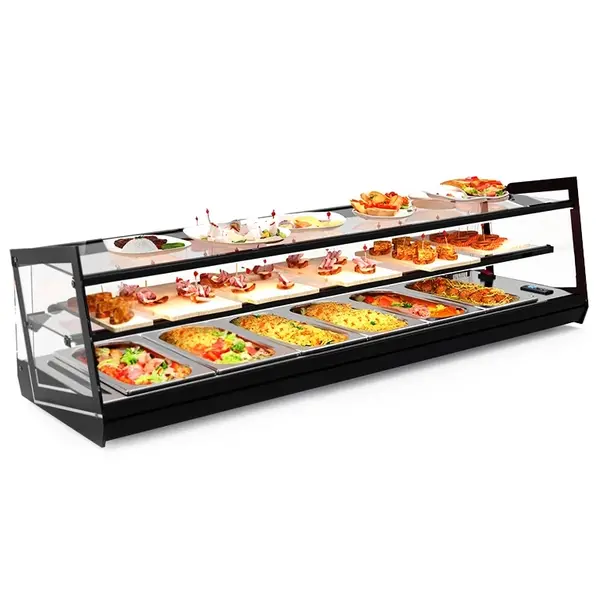 Tapasvitrine | KUBE | Zwart | 6x 1/3 GN | +2°C/+6°C | Statisch | 2 Niveaus | Externe Koeling (Excl.) | 1175x385x360(h)mm