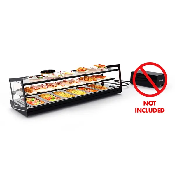 Tapasvitrine | KUBE | Zwart | 6x 1/3 GN | +2°C/+6°C | Statisch | 2 Niveaus | Externe Koeling (Excl.) | 1175x385x360(h)mm