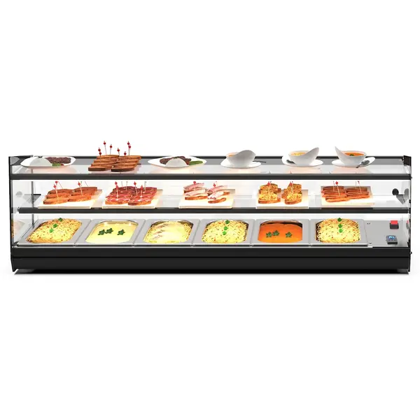 Tapasvitrine | KUBE | Zwart | 6x 1/3 GN | +2°C/+6°C | Statisch | 2 Niveaus | Externe Koeling (Excl.) | 1175x385x360(h)mm