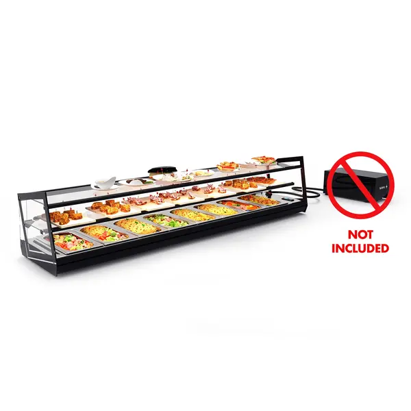 Tapasvitrine | KUBE | Zwart | 8x 1/3 GN | +2°C/+6°C | Statisch | 2 Niveaus | Externe Koeling (Excl.) | 1540x385x360(h)mm