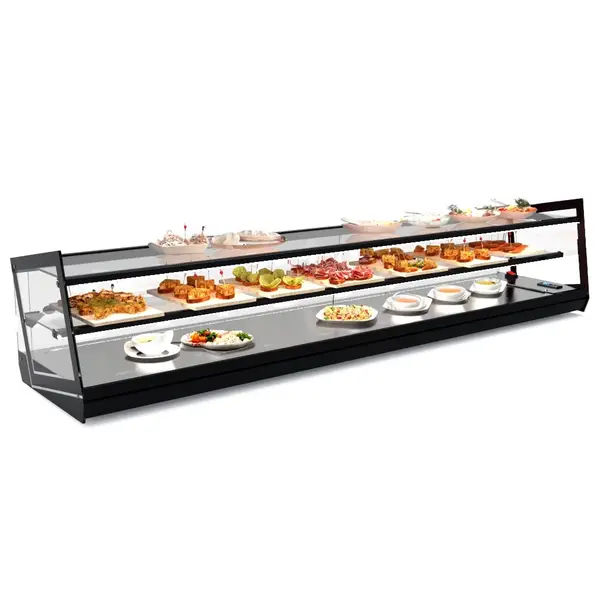 Tapasvitrine | KUBE | Zwart | +2°C/+6°C | Statisch | 2 Niveaus | Externe Koeling (Excl.) | 1540x385x360(h)mm