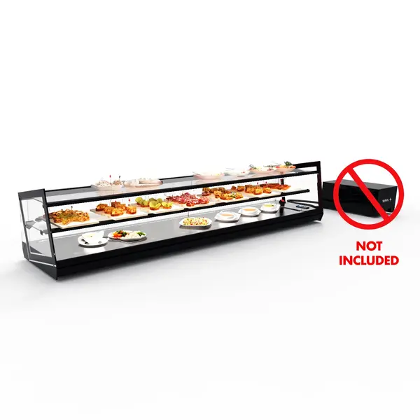 Tapasvitrine | KUBE | Zwart | +2°C/+6°C | Statisch | 2 Niveaus | Externe Koeling (Excl.) | 1540x385x360(h)mm