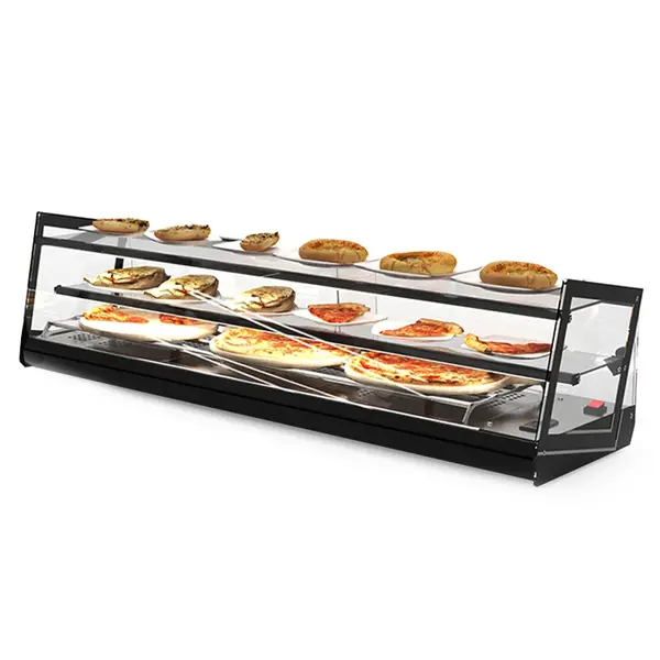 Verwarmde Tapasvitrine | KUBE | Zwart | 60°C/70°C | Statisch | 2 Niveaus | 1.04kW (230V) | 1190x395x360(h)mm