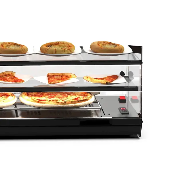 Verwarmde Tapasvitrine | KUBE | Zwart | 60°C/70°C | Statisch | 2 Niveaus | 1.04kW (230V) | 1190x395x360(h)mm