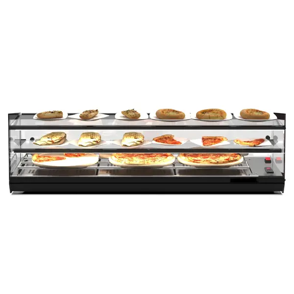 Verwarmde Tapasvitrine | KUBE | Zwart | 60°C/70°C | Statisch | 2 Niveaus | 1.04kW (230V) | 1190x395x360(h)mm