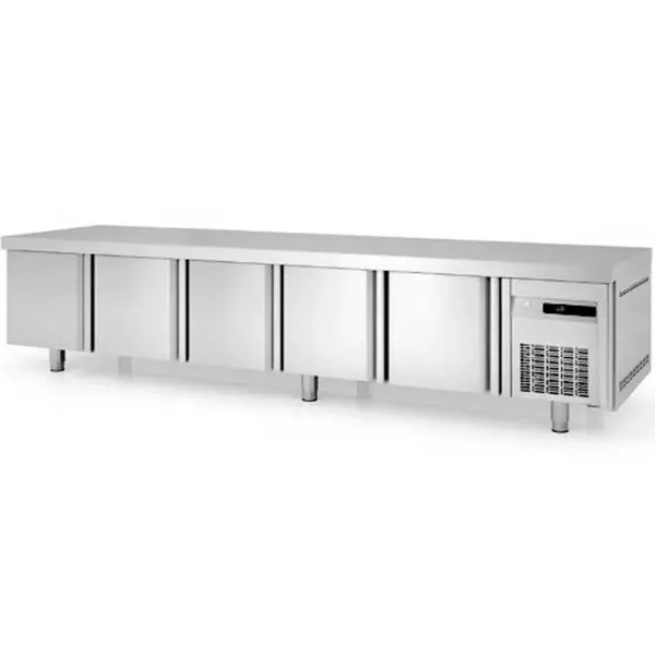 Koelwerkbank | 700 RANGE | Laag Model | 454L | 5 Deuren (1/1 GN) | -2°C/+8°C | Statisch + Ventilator | Temperatuuralarm | 2695x700x600(h)mm