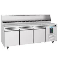 CombiSteel Pizzawerkbank | PRO LINE | 720L | 3 Deuren (EN600x400) | Boven 13x 1/3 GN | -2°C/+8°C | Geforceerd | Wielen (Geremd) | 2370x850x1300(h)mm
