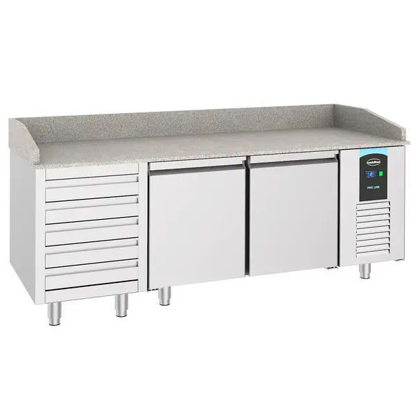 Pizzawerkbank | PRO LINE | 615L | 2 Deuren + 5 Deegladen (EN600x400) | -2°C/+8°C | Geforceerd | 2100x800x1080(h)mm