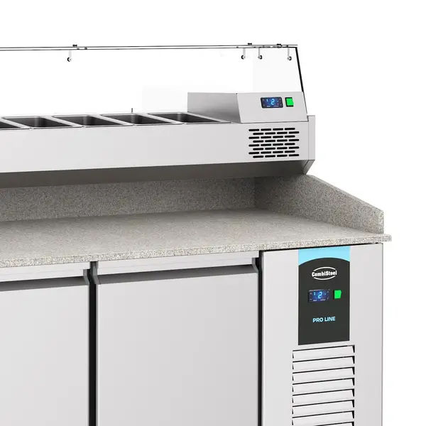 Pizzawerkbank | PRO LINE | 615L | 2 Deuren  + 5 Deegladen (EN600x400) | -2°C/+8°C | Geforceerd | 2100x800x1080(h)mm