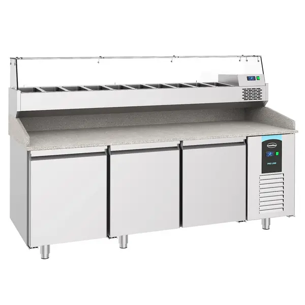 Pizzawerkbank | PRO LINE 615L | 3 Deuren (EN600x400) | -2°C/+8°C | Geforceerd | 2100x800x1080(h)mm