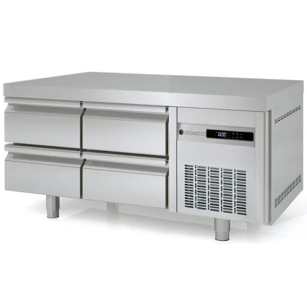 Koelwerkbank | 700 RANGE | Laag Model | 169L | 4 Laden (1/1 GN) | -2°C/+8°C | Statisch + Ventilator | Temperatuuralarm | 1345x700x600(h)mm