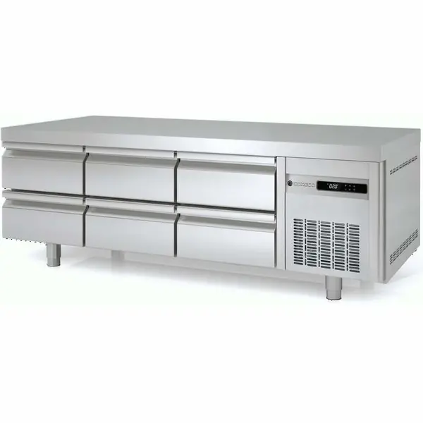 Koelwerkbank | 700 RANGE | Laag Model | 264L | 6 Laden (1/1 GN) | -2°C/+8°C | Statisch + Ventilator | Temperatuuralarm | 1795x700x600(h)mm