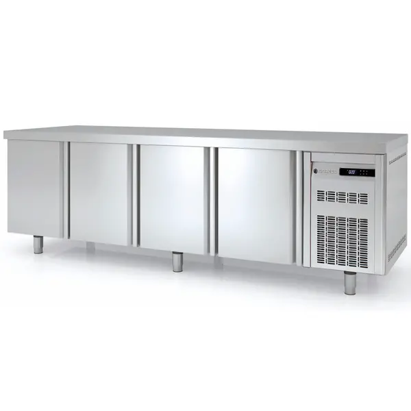 Bakkerij Koelwerkbank | 800 RANGE | 761L | 4 Deuren (EN600x400) | -2°C/+8°C | Geforceerd | Temperatuuralarm | 2545x800x850(h)mm