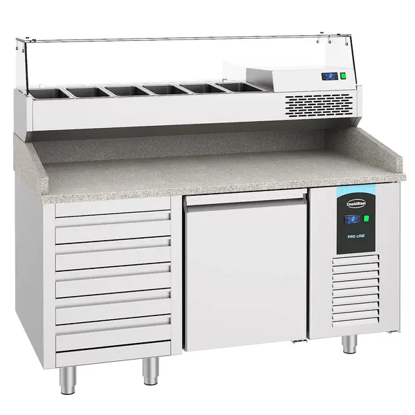 Pizzawerkbank | PRO LINE | 380L | 1 Deur + 5 Deegladen (EN600x400) | -2°C/+8°C | Geforceerd | 1550x800x1080(h)mm