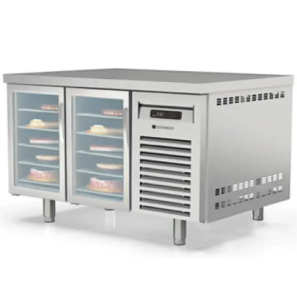 Bakkerij Vrieswerkbank | 800 RANGE | 362L | 2 Glasdeuren (EN600x400) | -15°C/-20°C | Statisch + Ventilator | Temperatuuralarm | 1495x800x850(h)mm