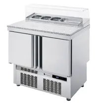 Coreco Saladette | 700 RANGE | 169L | 2 Deuren (1/1 GN) | Boven 5x 1/6 GN | 0°C/+8°C | Geforceerd | Glasopzet | Temperatuuralarm | 925x700x890/1104(h)mm