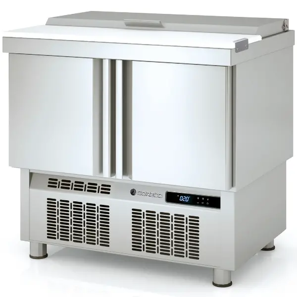 Saladette | 700 RANGE | 169L | 2 Deuren (1/1 GN) | Boven 15x 1/6 GN | 0°C/+8°C | Statisch + Ventilator | Klapdeksel + Snijblad | Temperatuuralarm | 925x700x890(h)mm