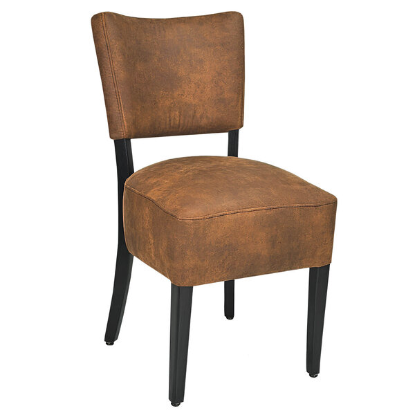 Stoel | TARA | Microvezel/Hout | Cognac | Wengé Frame | Indoor | 430x560x830(h)mm