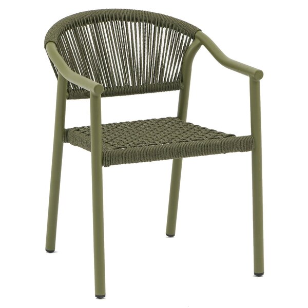 Stoel | PVC Rotan/Aluminium | Groen | In-/Outdoor | Stapelbaar | 560x610x780(h)mm