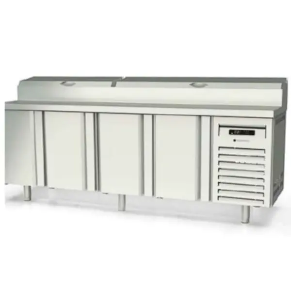 Saladette | 700 RANGE | 543L | 4 Deuren (1/1 GN) | Boven 13x 1/6 GN | 0°C/+8°C | Statisch + Ventilator | Klapdeksels | Temperatuuralarm | 2245x700x850/1021(h)mm