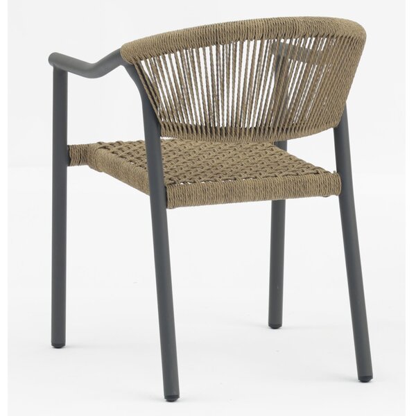 Stoel | PVC Rotan/Aluminium | Naturel | Grijs Frame | In-/Outdoor | Stapelbaar | 560x610x780(h)mm