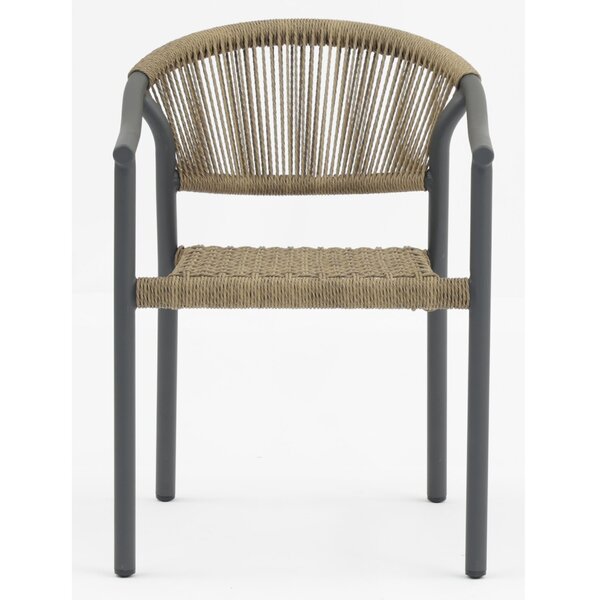 Stoel | PVC Rotan/Aluminium | Naturel | Grijs Frame | In-/Outdoor | Stapelbaar | 560x610x780(h)mm
