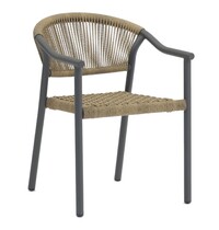 E.R.S. Stoel | PVC Rotan/Aluminium | Naturel | Grijs Frame | In-/Outdoor | Stapelbaar | 560x610x780(h)mm