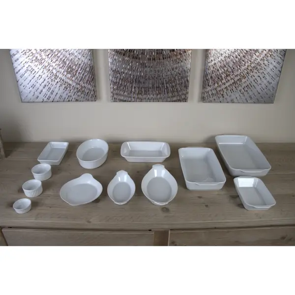 Serveerschalen | Porselein | Wit | 48cl | 4 Stuks | 210/180x120x45(h)mm