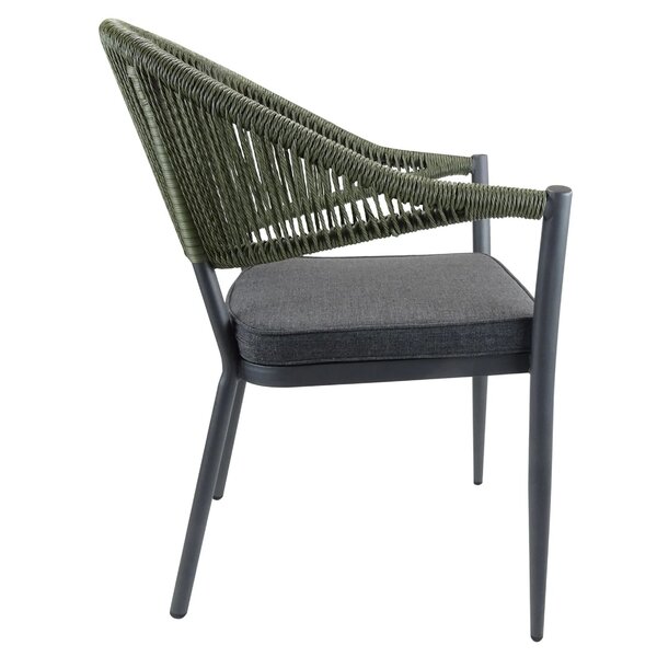 Stoel | PVC Rotan/Aluminium | Grijs/Groen | In-/Outdoor | 570x630x820(h)mm