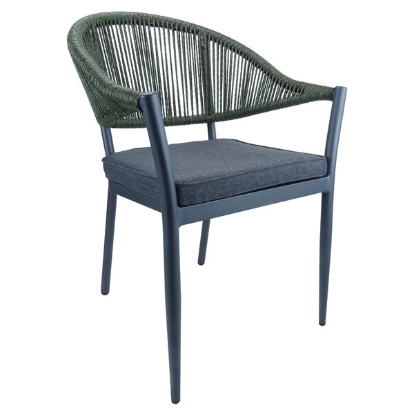 Stoel | PVC Rotan/Aluminium | Grijs/Groen | In-/Outdoor | 570x630x820(h)mm