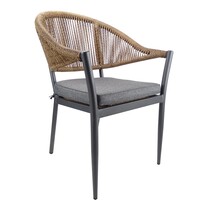 E.R.S. Stoel | PVC Rotan/Aluminium | Grijs/Cognac | In-/Outdoor | 570x630x820(h)mm