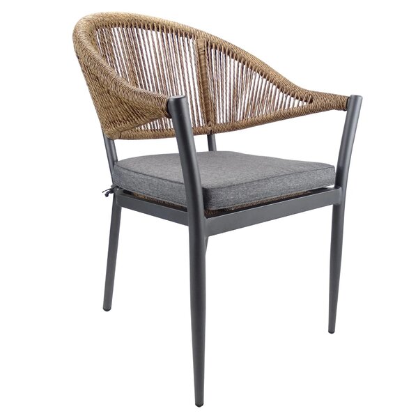 Stoel | PVC Rotan/Aluminium | Grijs/Cognac | In-/Outdoor | 570x630x820(h)mm