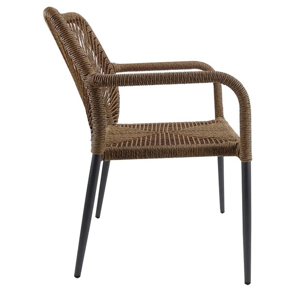 Stoel | PVC Rotan/Aluminium | Cognac | Grijs Frame | In-/Outdoor | 560x640x800(h)mm