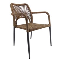 E.R.S. Stoel | PVC Rotan/Aluminium | Cognac | Grijs Frame | In-/Outdoor | 560x640x800(h)mm