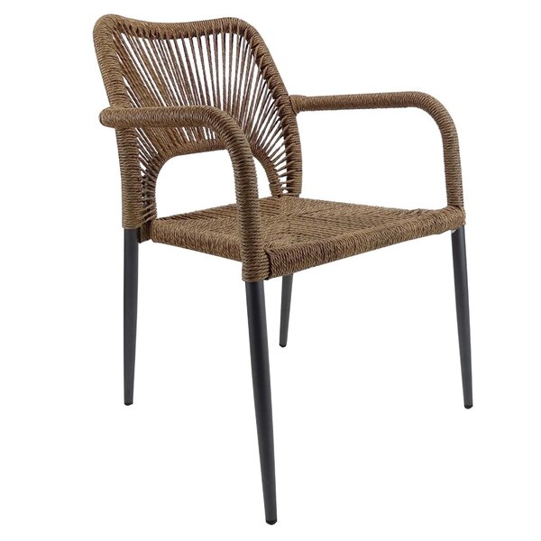 Stoel | PVC Rotan/Aluminium | Cognac | Grijs Frame | In-/Outdoor | 560x640x800(h)mm