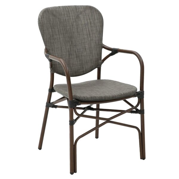 Stoel | Textileen/Aluminium | Taupe | Bruin Frame | In-/Outdoor | 560x620x930(h)mm
