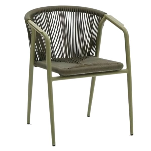 Stoel | Rotan/Aluminium | Groen | In-/Outdoor | Stapelbaar | 570x640x760(h)mm