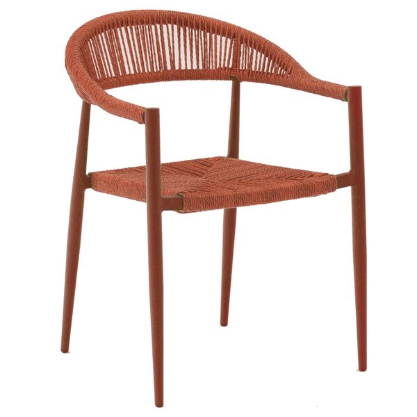 Stoel | Rotan/Aluminium | Rood | In-/Outdoor | Stapelbaar | 560x590x770(h)mm