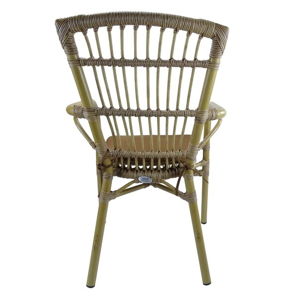 Stoel | PVC Rotan/Aluminium | Bruin | Bamboelook Frame | In-/Outdoor | 550x630x910(h)mm