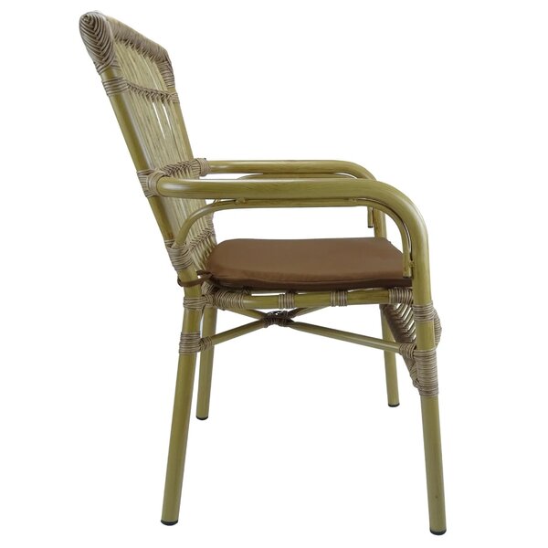 Stoel | PVC Rotan/Aluminium | Bruin | Bamboelook Frame | In-/Outdoor | 550x630x910(h)mm