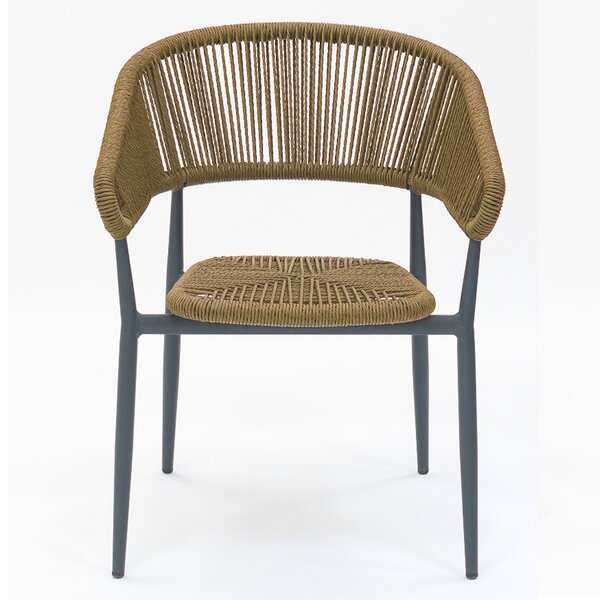 Stoel | PVC Rotan/Aluminium | Naturel | Grijs Frame | In-/Outdoor | 620x620x760(h)mm