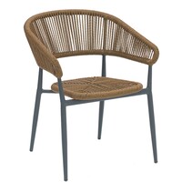 E.R.S. Stoel | PVC Rotan/Aluminium | Naturel | Grijs Frame | In-/Outdoor | 620x620x760(h)mm 