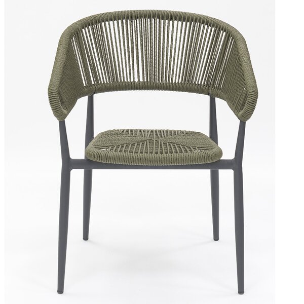 Stoel | PVC Rotan/Aluminium | Groen | Grijs Frame | In-/Outdoor | 620x620x760(h)mm