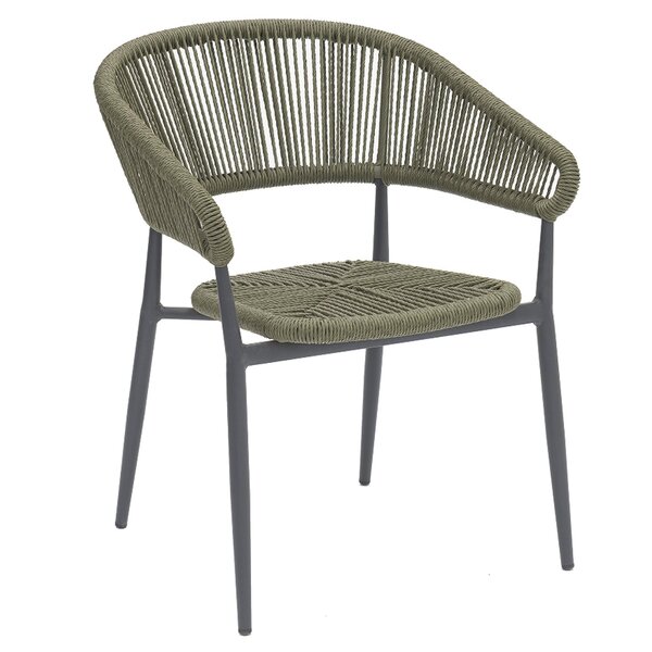 Stoel | PVC Rotan/Aluminium | Groen | Grijs Frame | In-/Outdoor | 620x620x760(h)mm