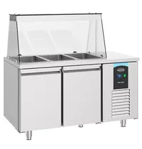 CombiSteel Saladette | PRO LINE | 2 Deuren (1/1 GN) | Boven 3x 1/1 GN | -2°C/+8°C | Geforceerd | Glasopzet | 1400x700x850/1375(h)mm