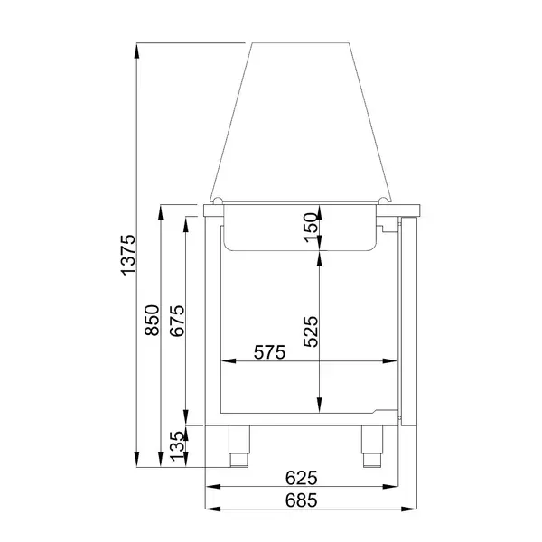 Saladette | PRO LINE | 2 Deuren (1/1 GN) | Boven 3x 1/1 GN | -2°C/+8°C | Geforceerd | Glasopzet | 1400x700x850/1375(h)mm