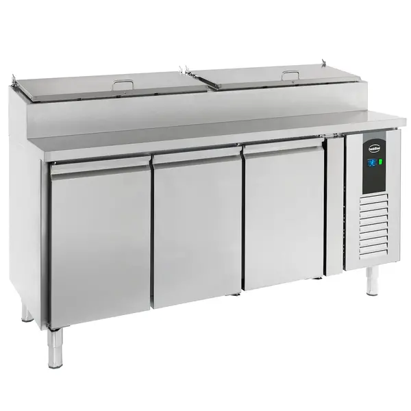 Saladette | STANDARD LINE | 400L | 3 Deuren (1/1 GN) | Boven 8x 1/3 GN | +2°C/+8°C | Geforceerd | Klapdeksels | 1795x700x1085(h)mm